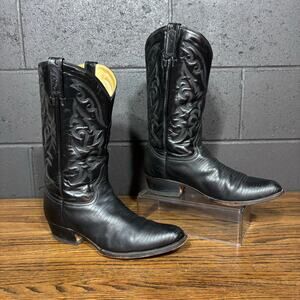 Vintage Domini Pelle Black Lizard Cowboy Boots 10.5 EE Made in Mexico Western